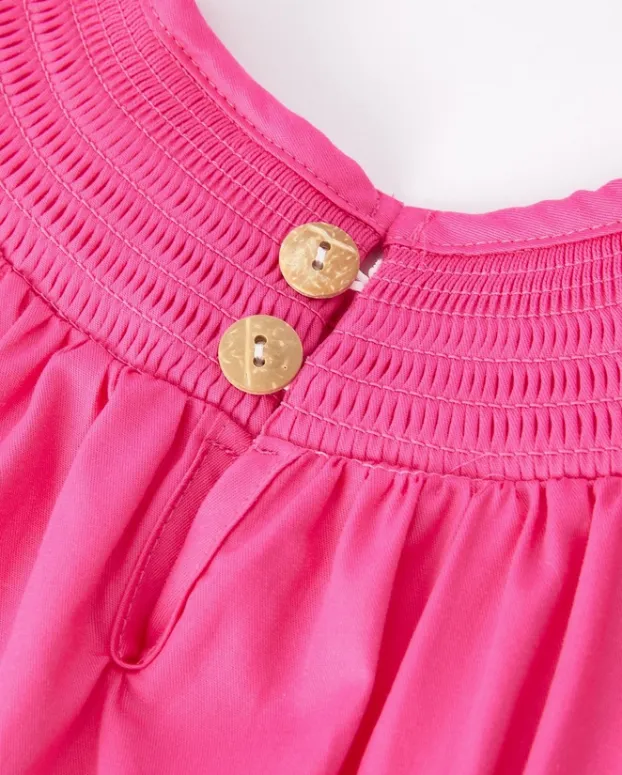 Hot Pink Bow Smocked Dress
