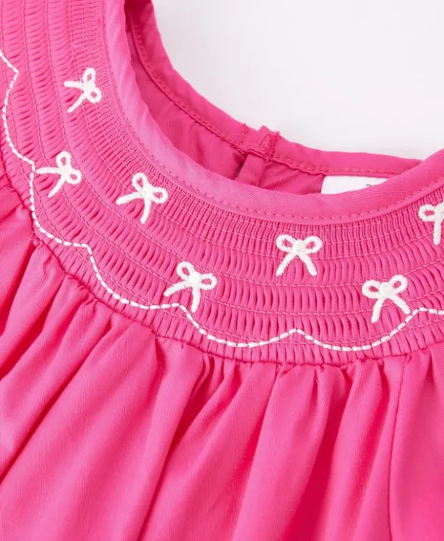 Hot Pink Bow Smocked Dress