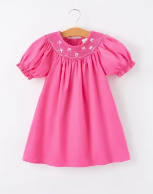 Hot Pink Bow Smocked Dress