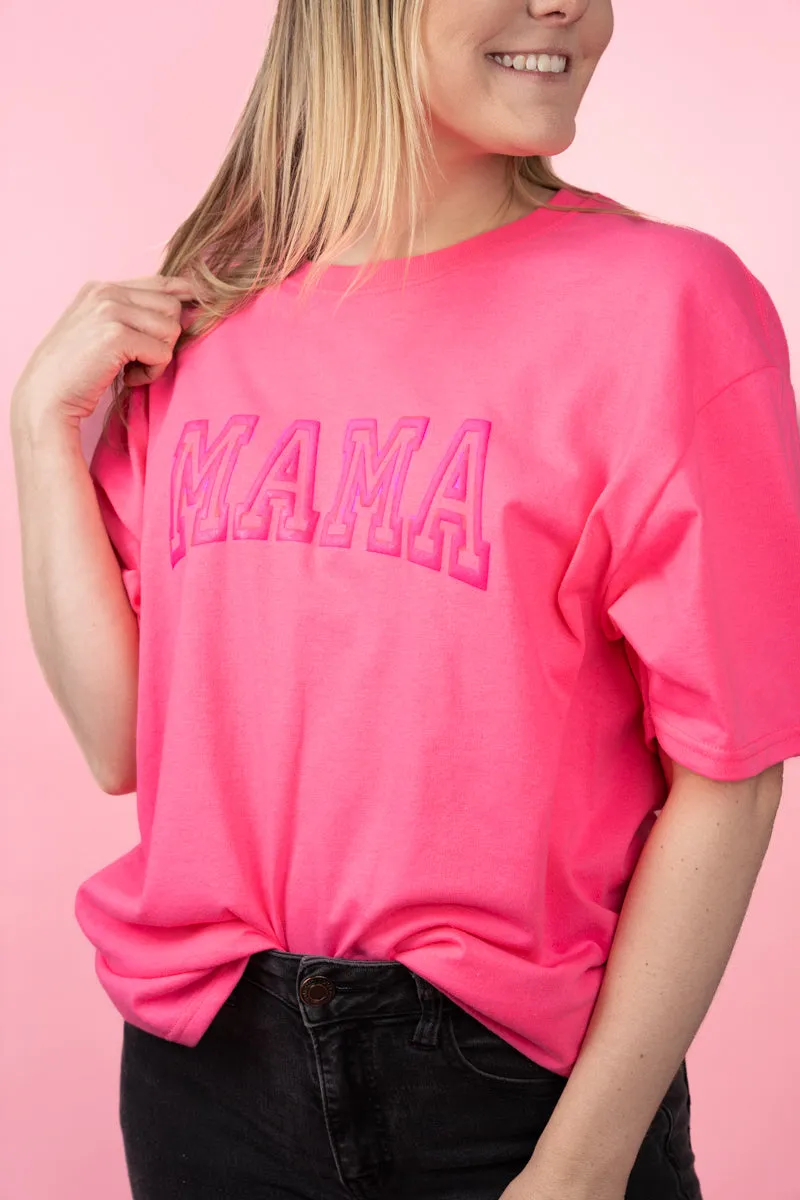 Hot Pink Mama Varsity Puff Vinyl Dri-Power 50/50 Tee