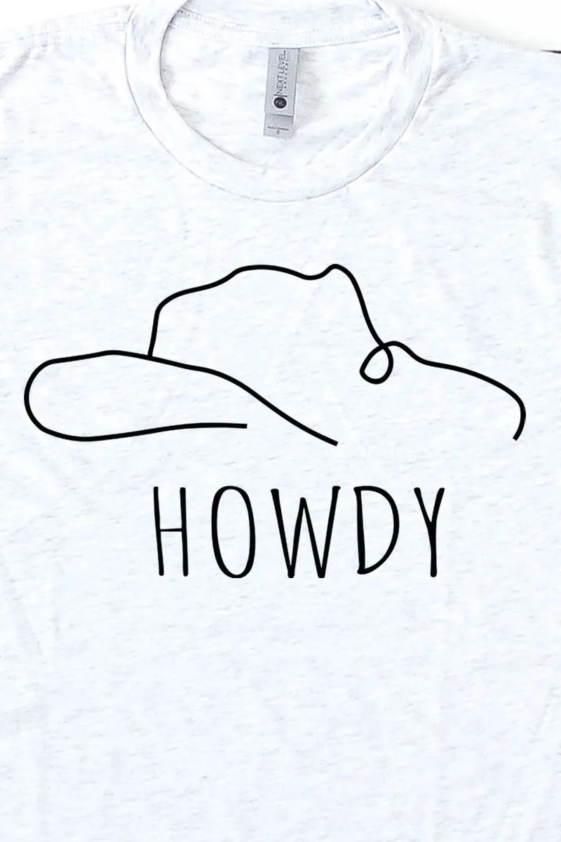 Howdy Cowboy Hat Tri-Blend Crew Tee