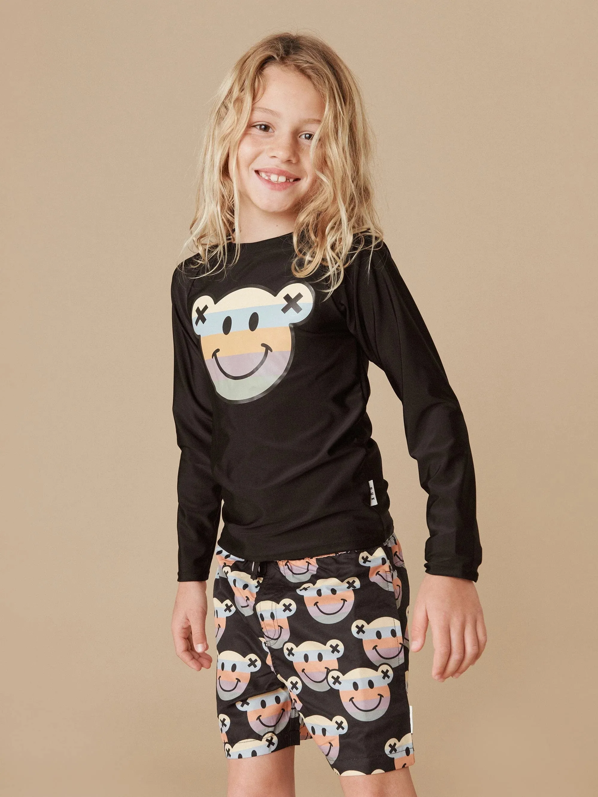 Hux - Smiley Bear Swim Trunks - Black