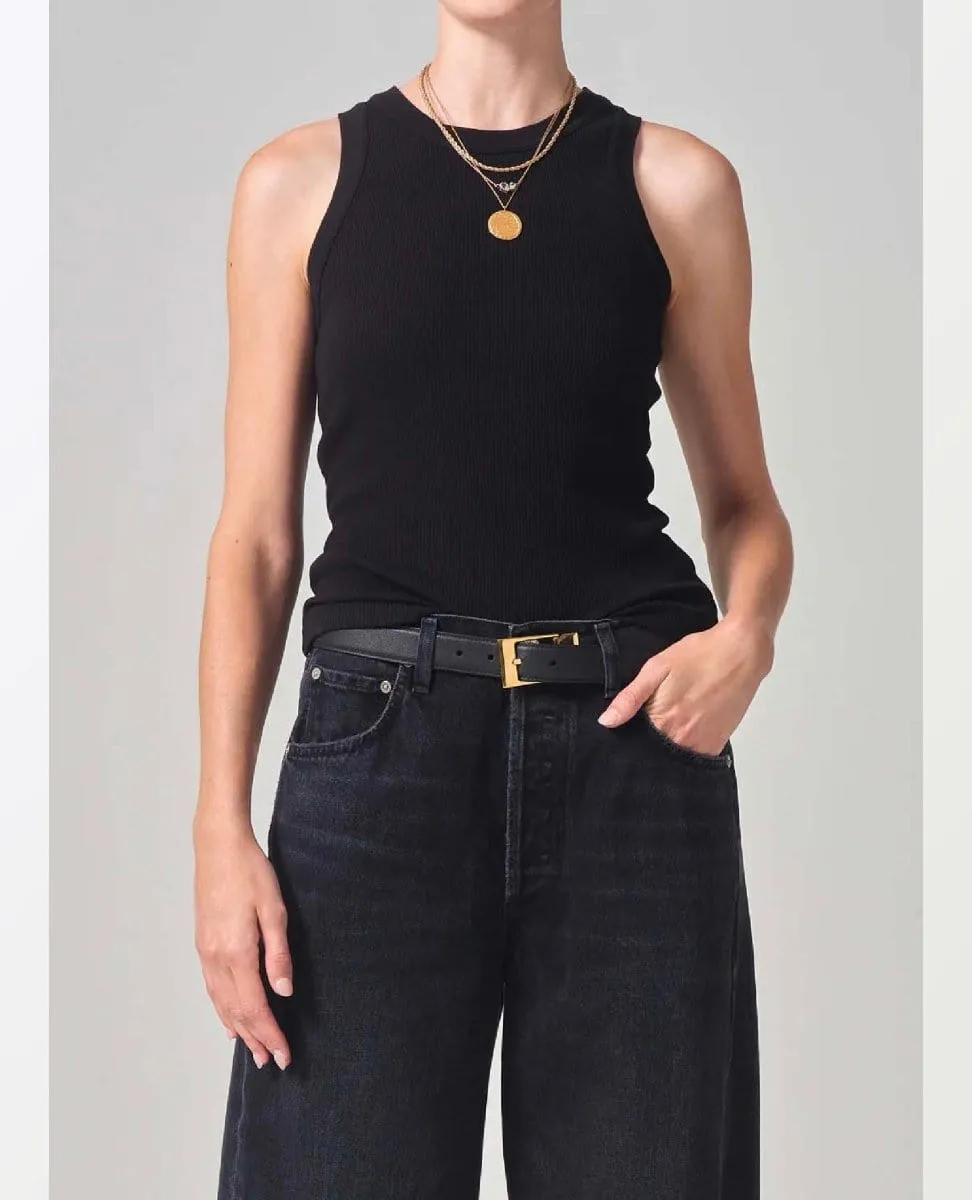 Isabel Rib Tank Black