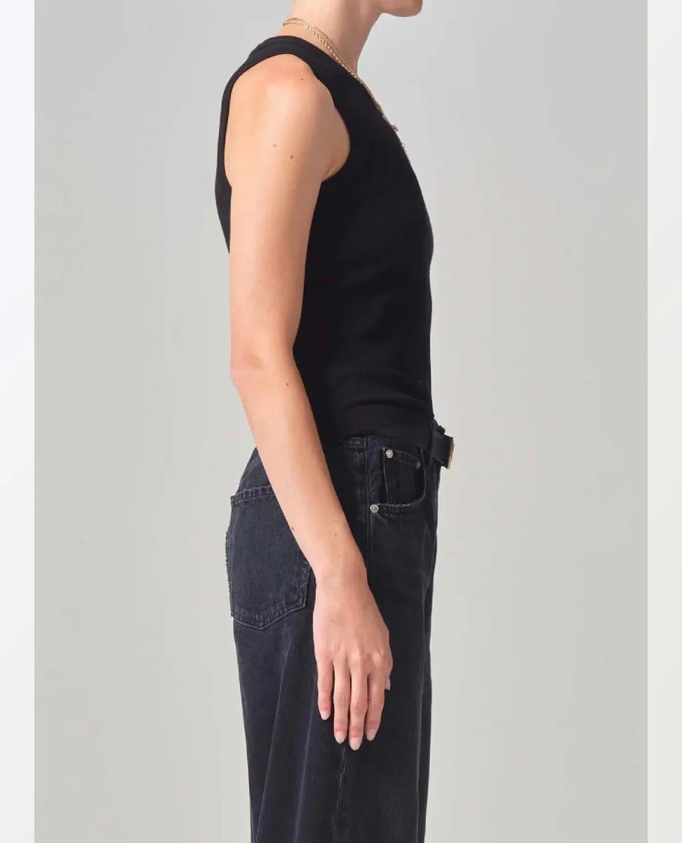 Isabel Rib Tank Black