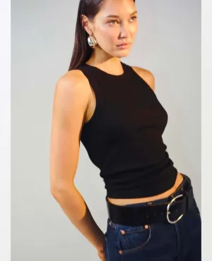 Isabel Rib Tank Black