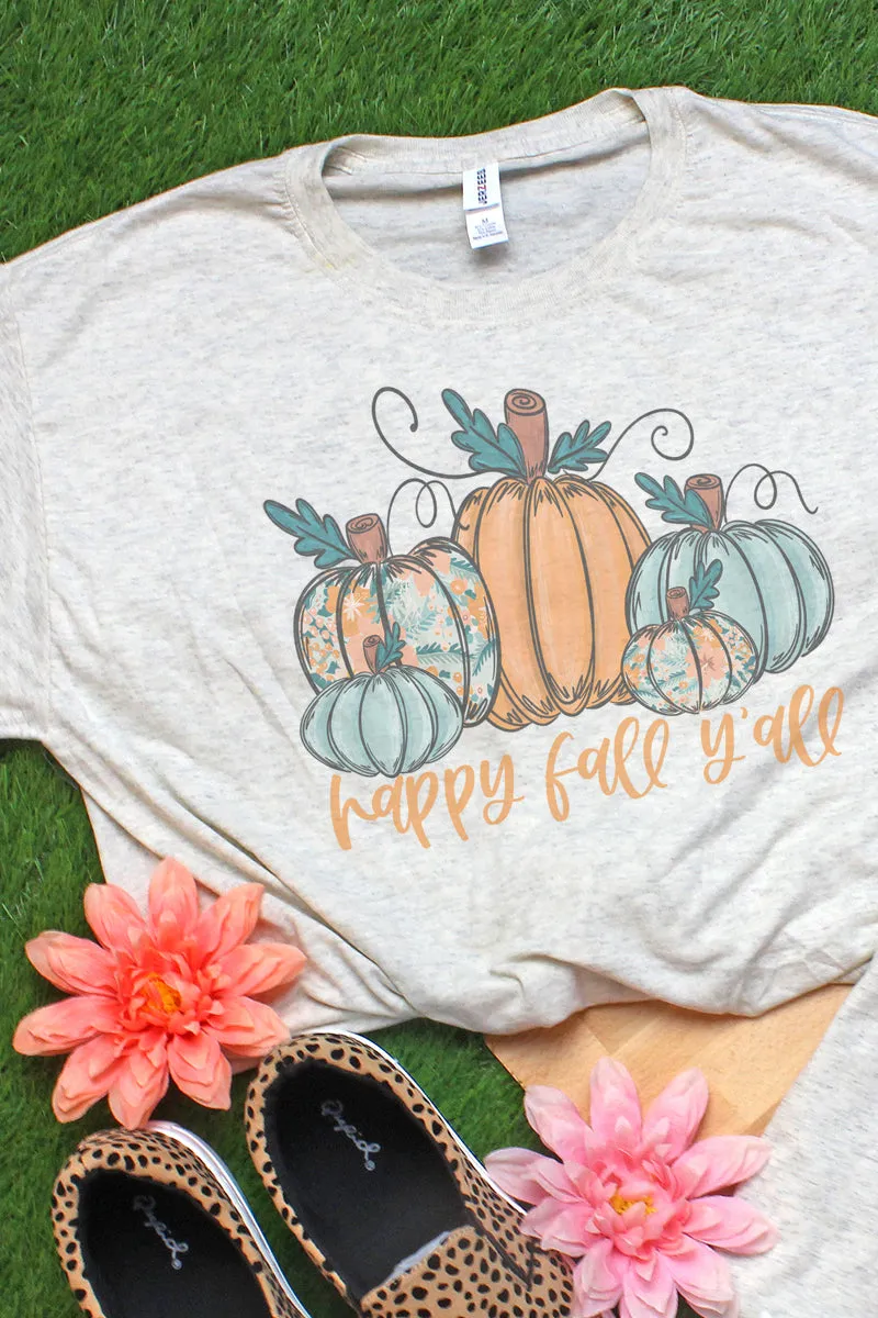 It's Fall Y'all Leopard Pumpkin Trio Adult Tri-Blend T-Shirt