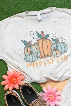 It's Fall Y'all Leopard Pumpkin Trio Adult Tri-Blend T-Shirt