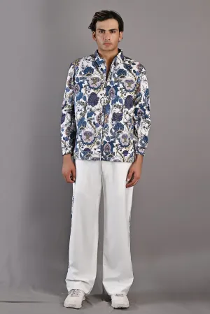 Jacek -  Multi Blue Printed Shacket Set With Pant