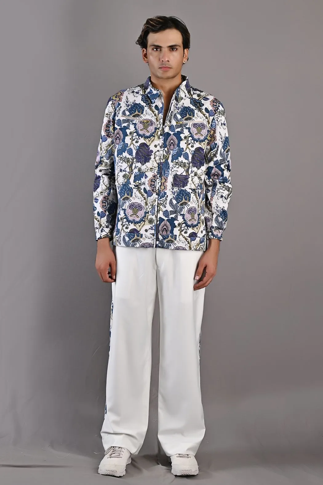 Jacek -  Multi Blue Printed Shacket Set With Pant