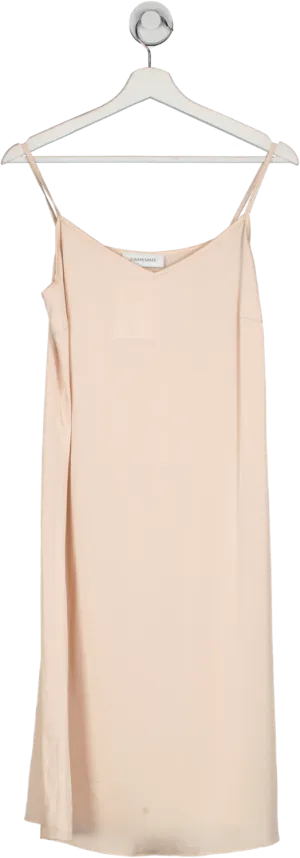 J'Amemme Pink Satin Slip Midi Dress UK S