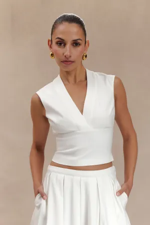Jemima Sleeveless Cross Over Top - White