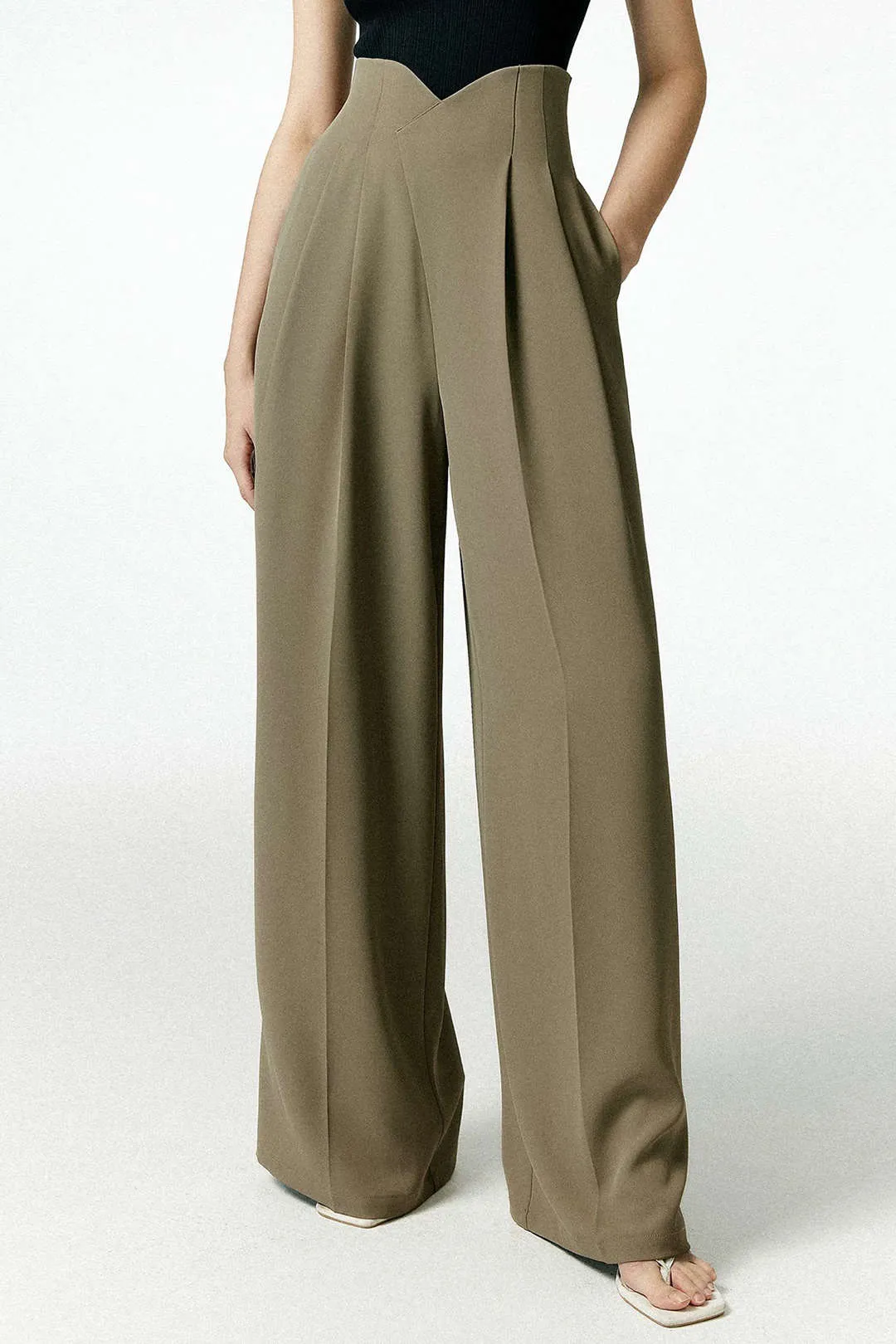 Josephine - Trendy Pleated Asymmetry Woman's Wide Leg Trousers