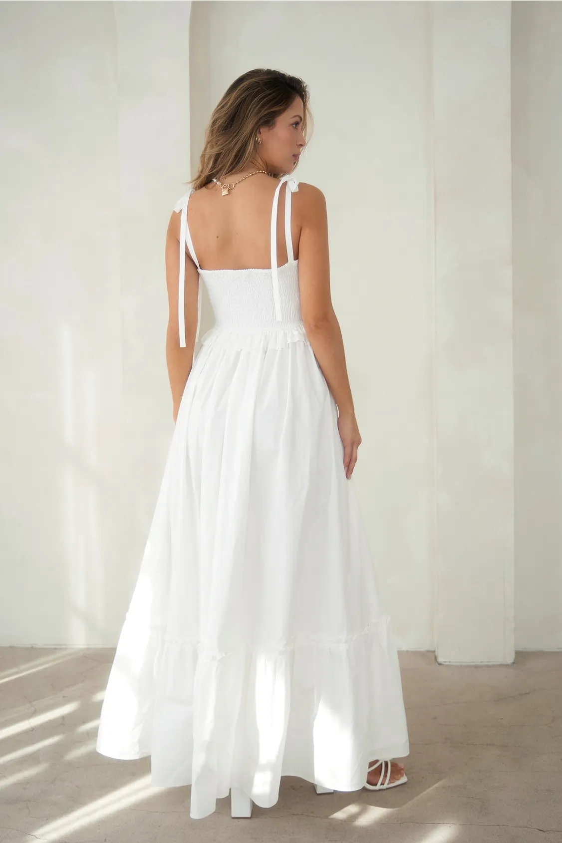 Juliet Button-Down Smocked Maxi Dress - Off-White