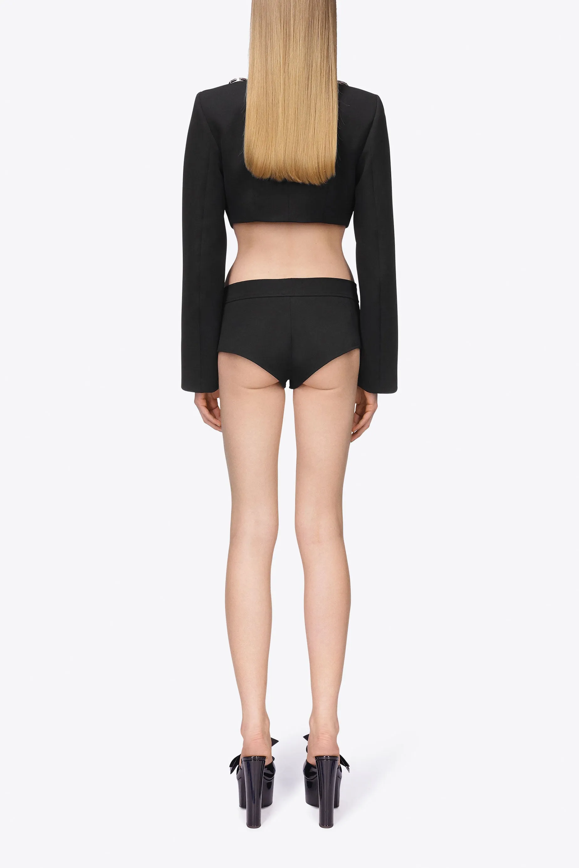 Jumbo Crystal Cropped Blazer | Black
