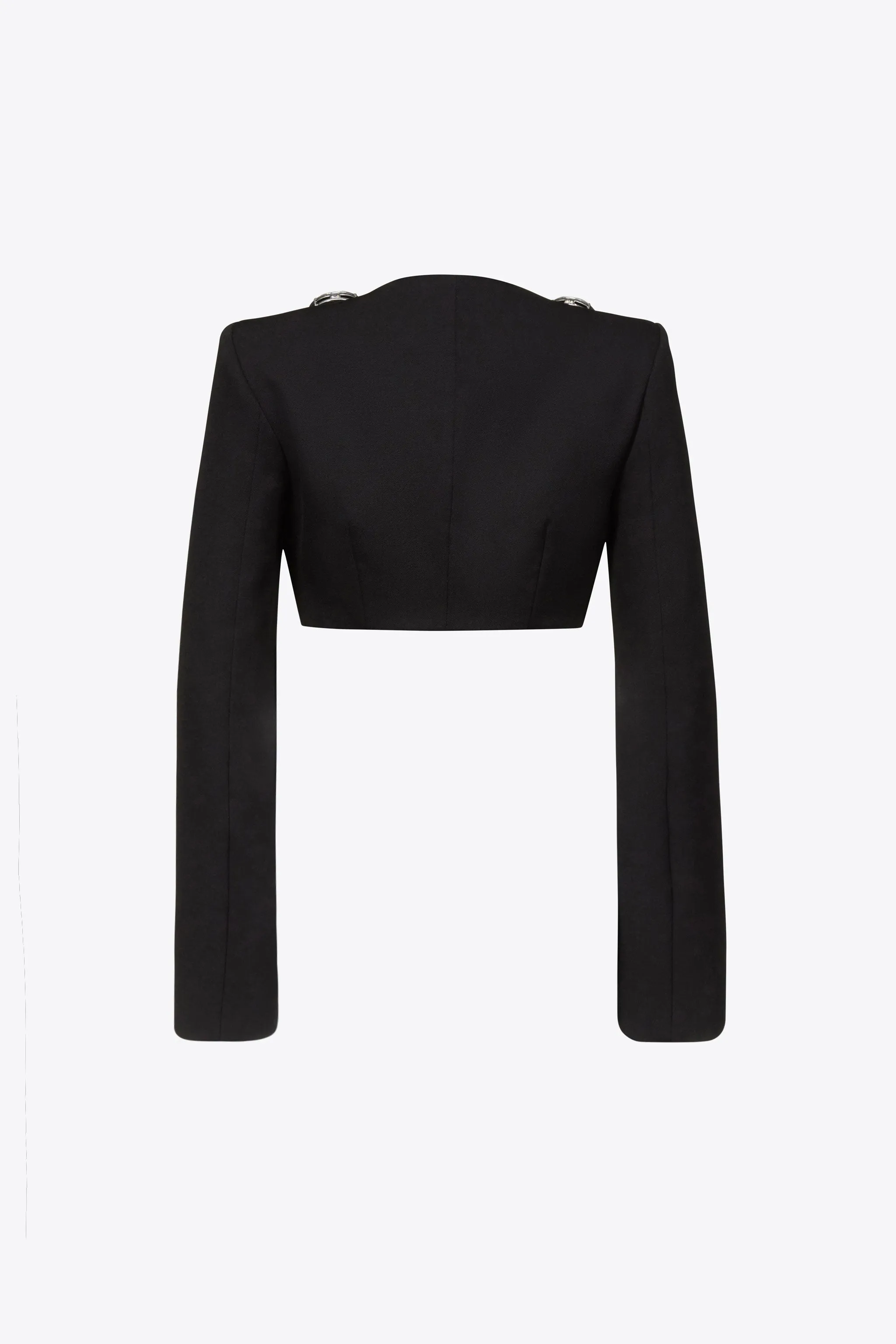 Jumbo Crystal Cropped Blazer | Black