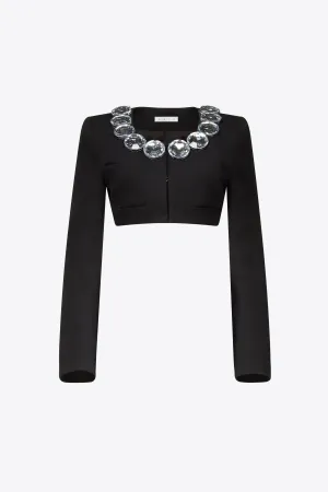 Jumbo Crystal Cropped Blazer | Black