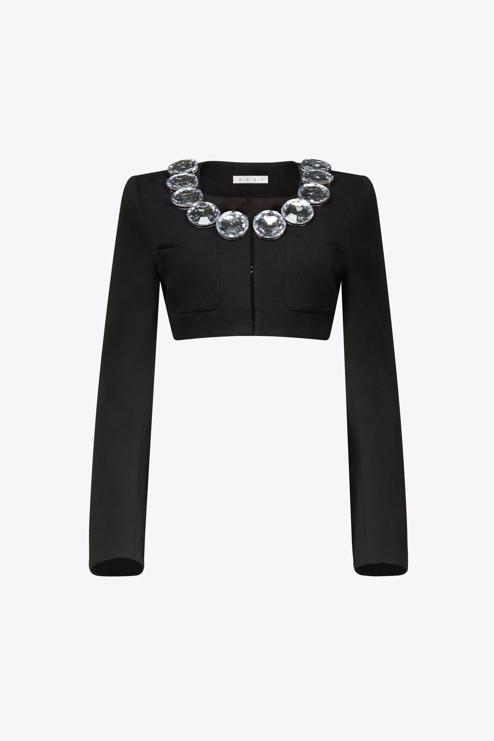 Jumbo Crystal Cropped Blazer | Black