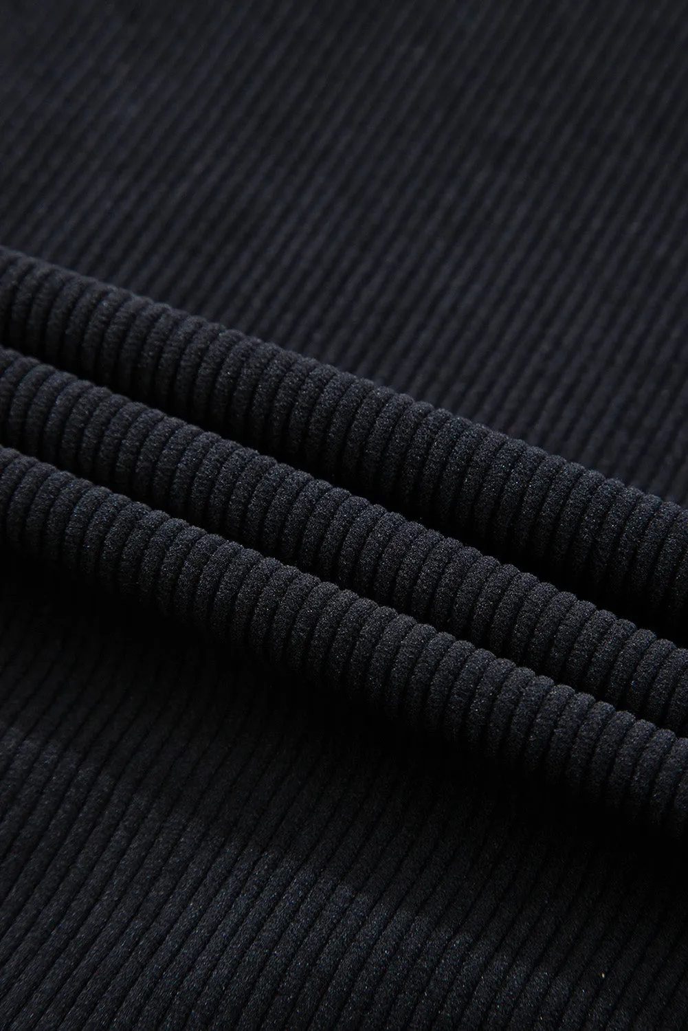 KaleaBoutique Black Hooded Drawstring Pockets Corduroy Shacket