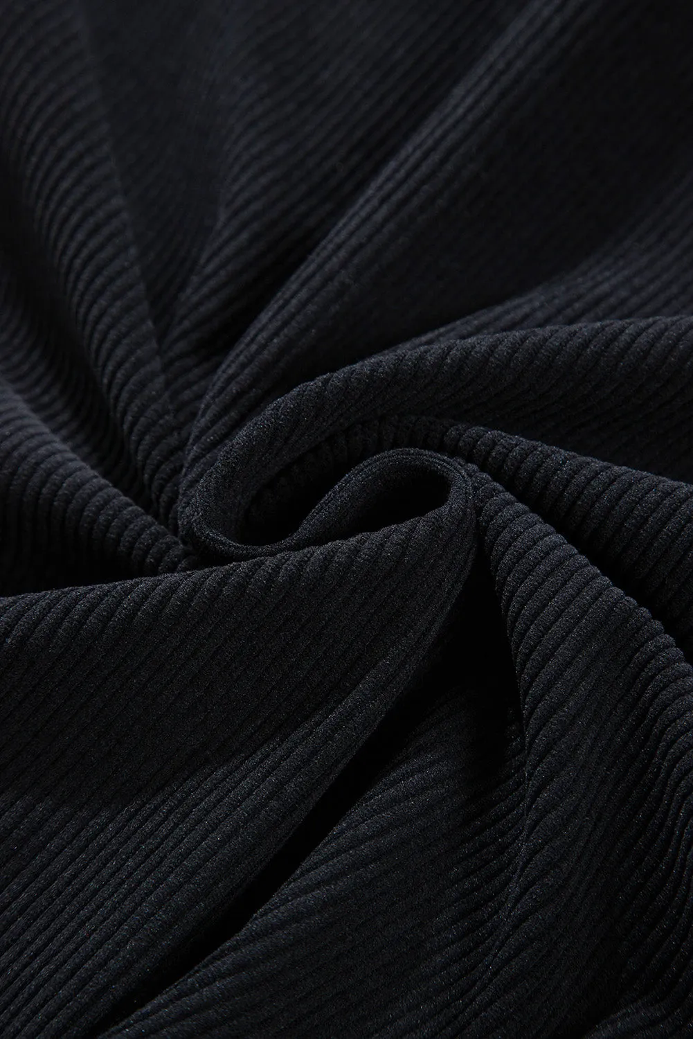KaleaBoutique Black Hooded Drawstring Pockets Corduroy Shacket