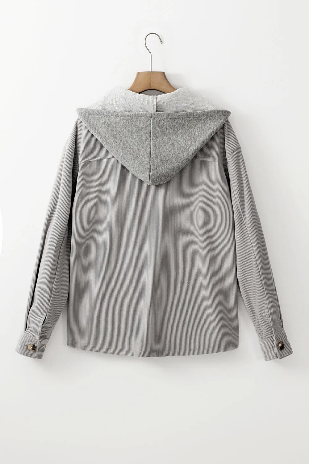 KaleaBoutique Hooded Drawstring Pockets Corduroy Shacket