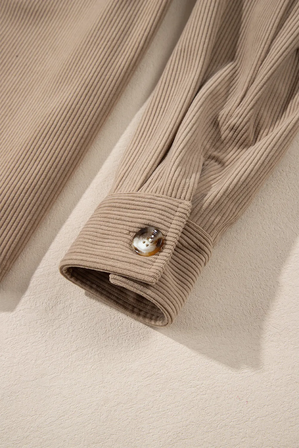 KaleaBoutique Hooded Drawstring Pockets Corduroy Shacket