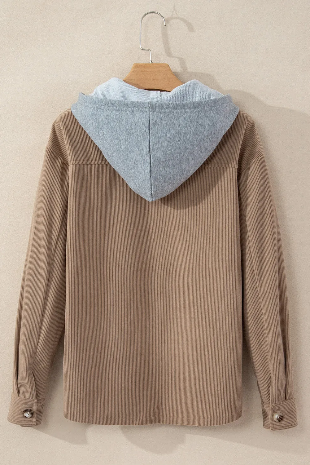 KaleaBoutique Hooded Drawstring Pockets Corduroy Shacket