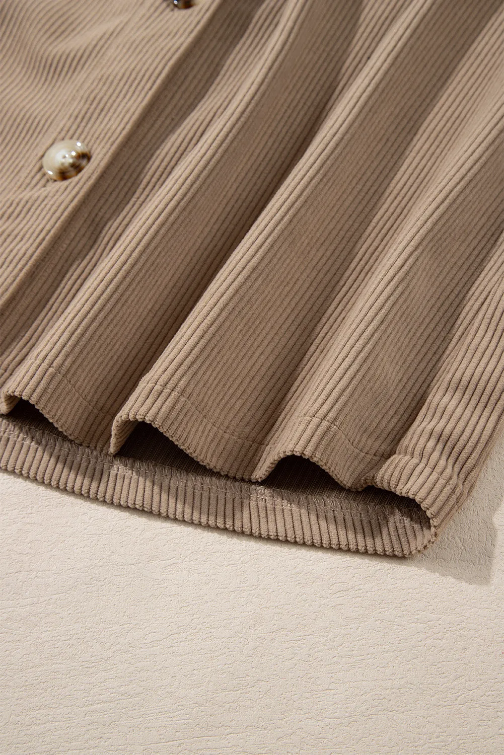 KaleaBoutique Hooded Drawstring Pockets Corduroy Shacket