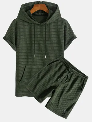 Kangaroo Pocket Waffle Hoodie T-Shirt & Shorts