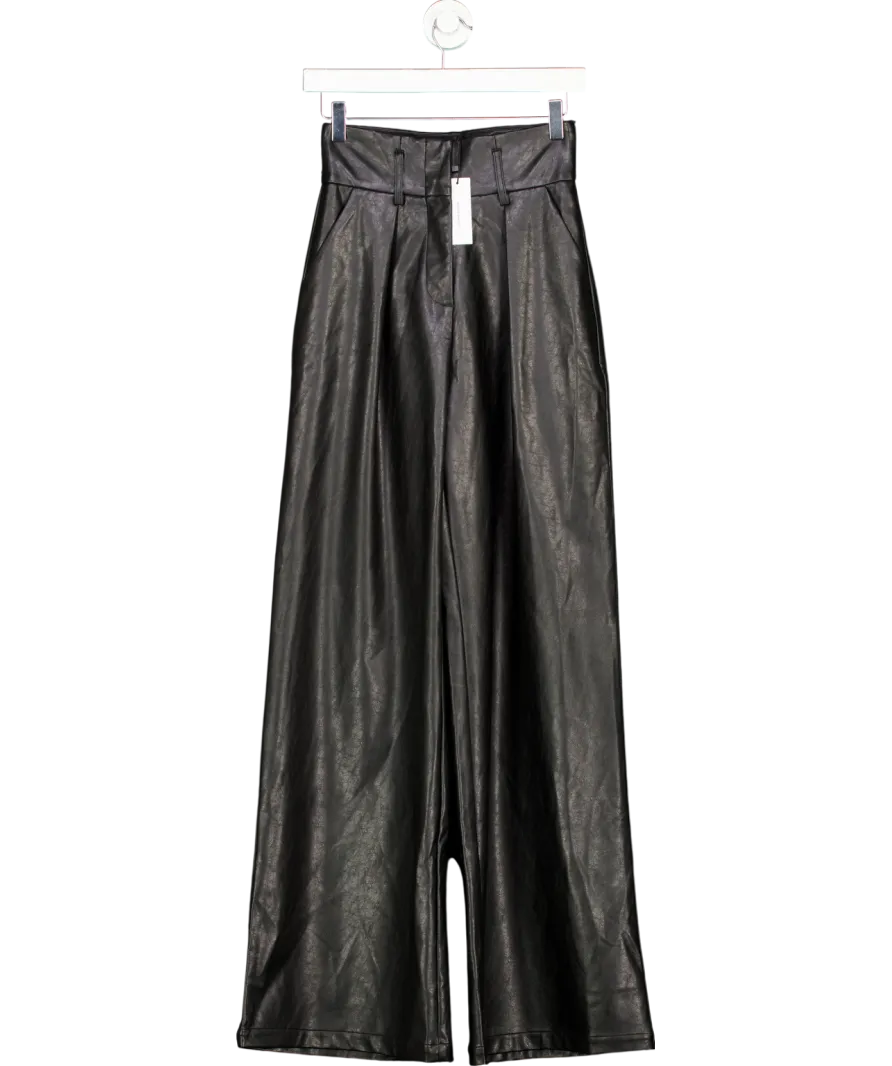 Karen Millen Black Faux Leather High Waisted Trousers UK 6