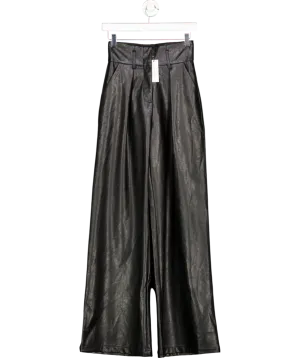 Karen Millen Black Faux Leather High Waisted Trousers UK 6