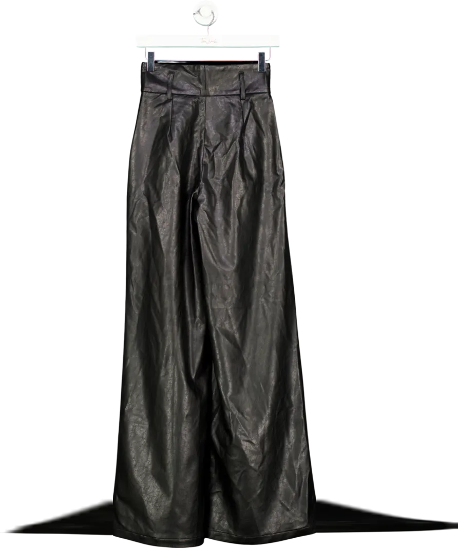 Karen Millen Black Faux Leather High Waisted Trousers UK 6