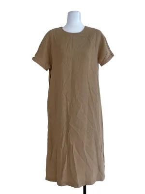 Khaki Round Neck Straight Dress