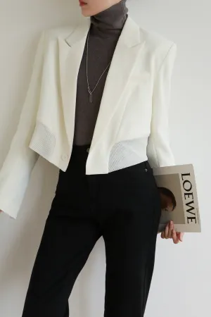 Kiera Cropped Blazer - White