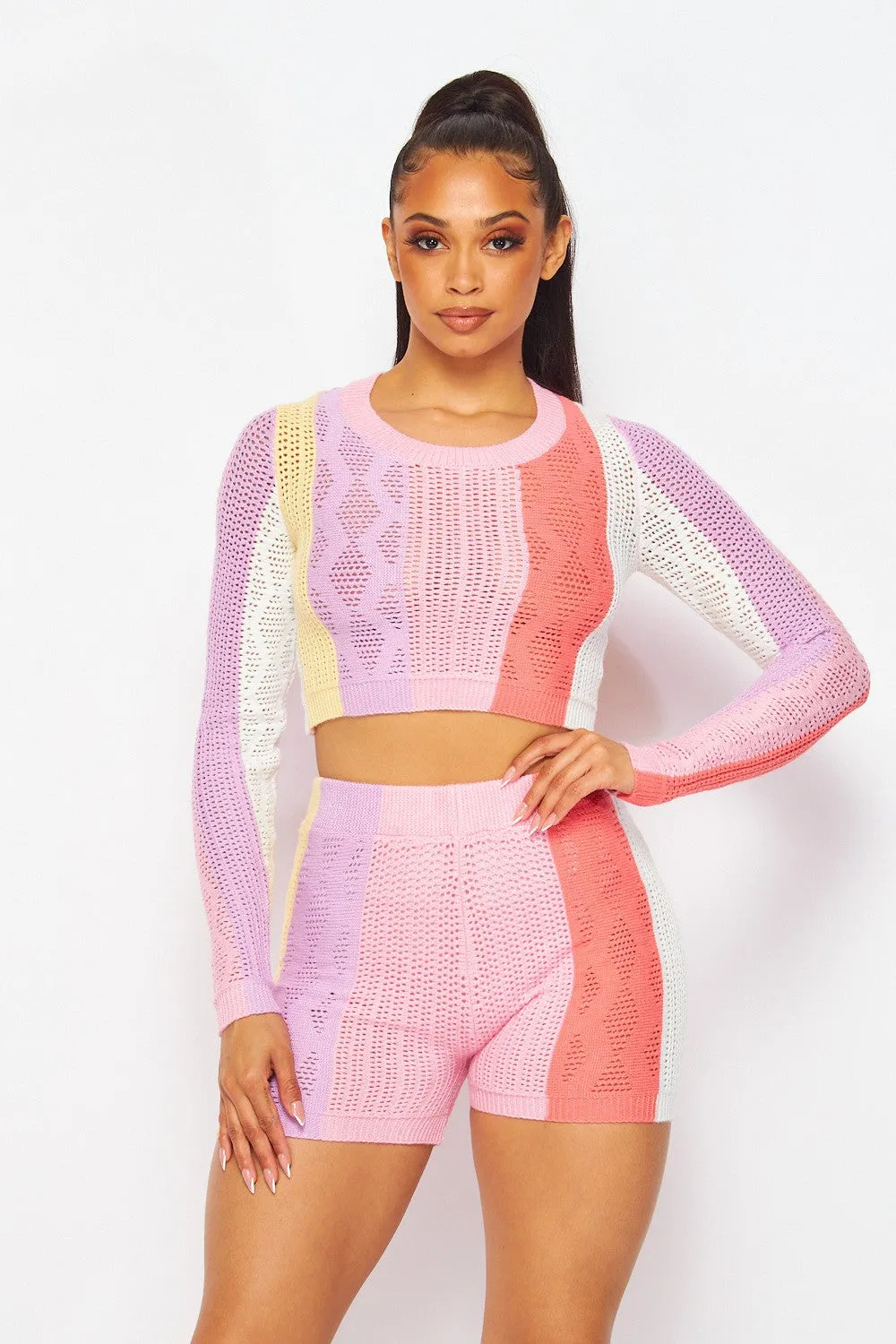 KNIT LONGSLEEVE BIKER SHORTS SET