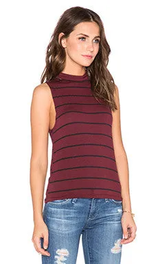Knot Sisters Teressa Tank | Black/Cranberry Stripe