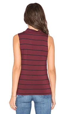 Knot Sisters Teressa Tank | Black/Cranberry Stripe