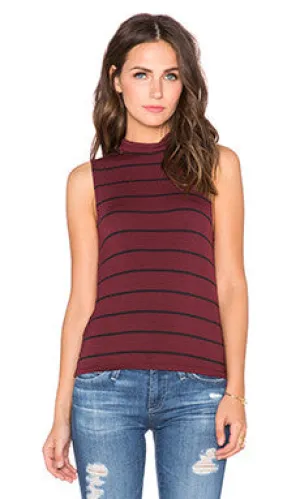 Knot Sisters Teressa Tank | Black/Cranberry Stripe