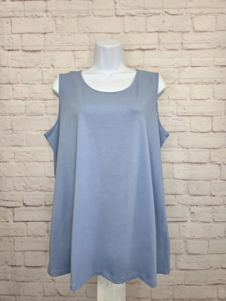 LARGE BLUE HAZE A398744 Denim & Co. Essentials Solid Jersey Swing Tank Top