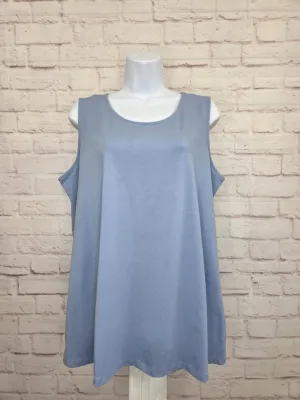 LARGE BLUE HAZE A398744 Denim & Co. Essentials Solid Jersey Swing Tank Top