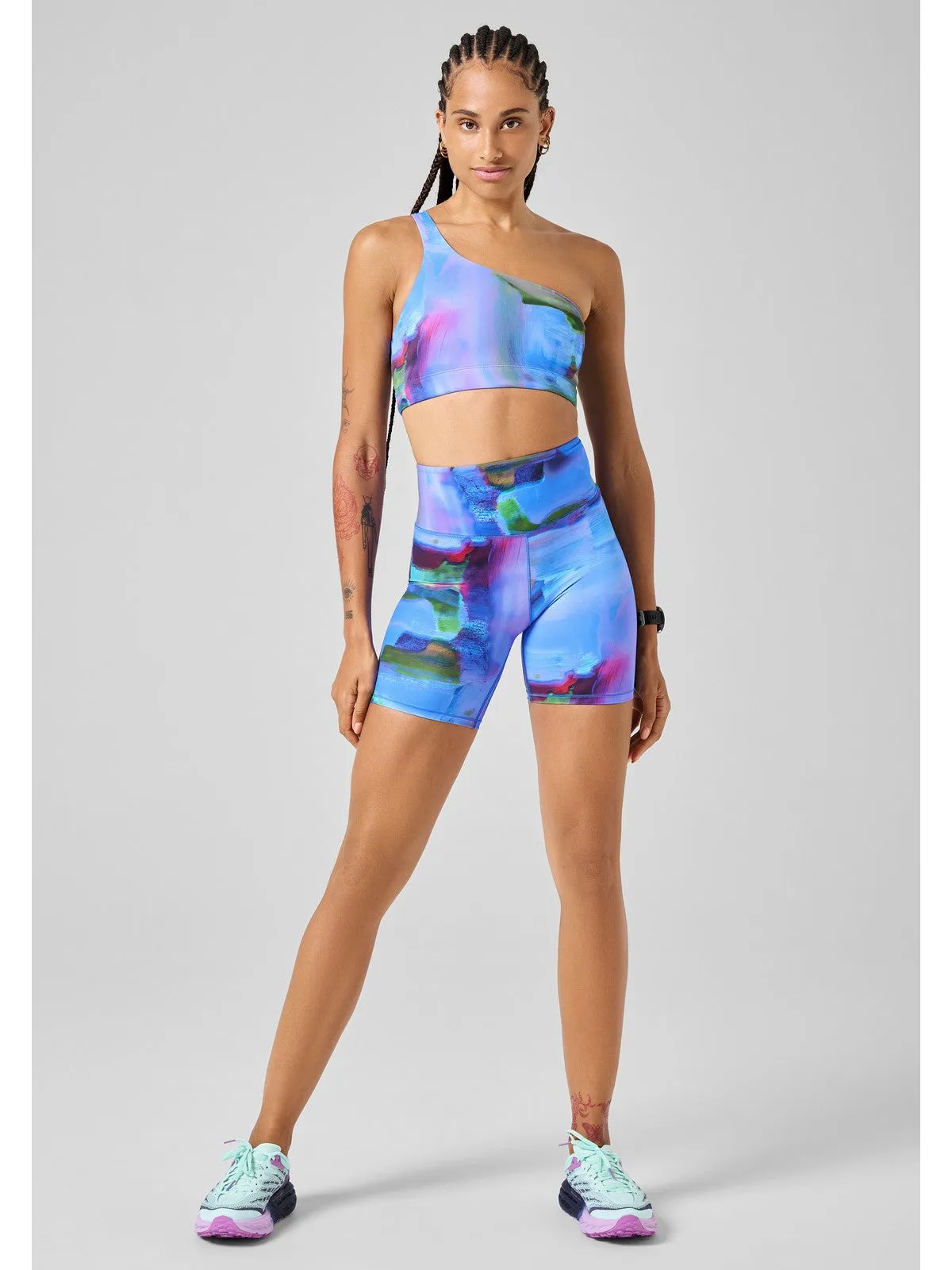 Legginsy CASALL Nostalgia Print Biker Shorts niebieski