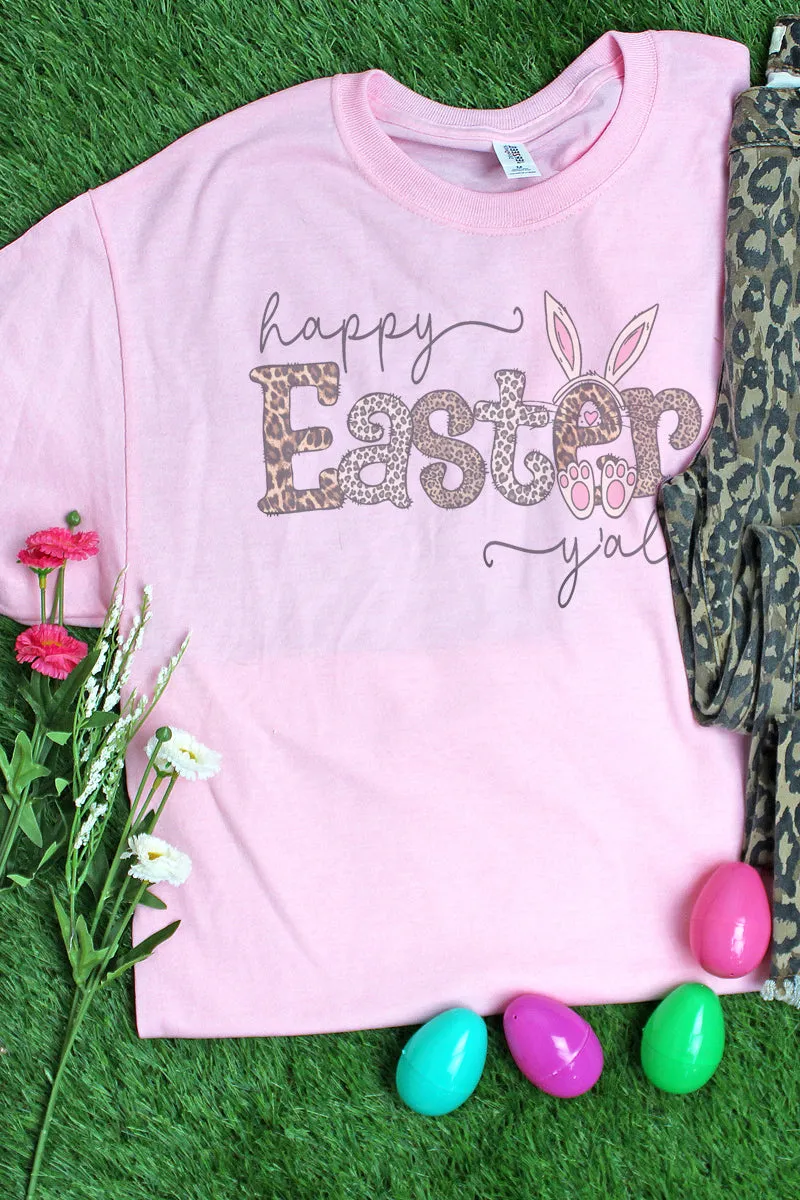 Leopard Happy Easter Y'all Unisex Dri-Power 50/50 Tee