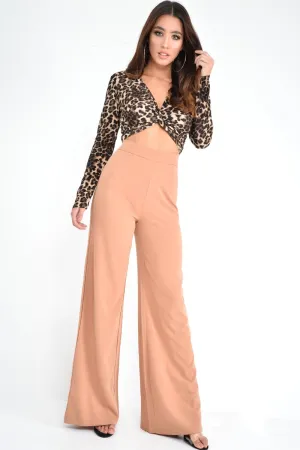 Leopard Plisse Plunge Twist Front Crop Top - Paolina