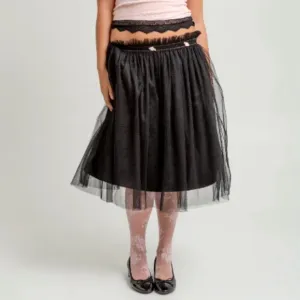 LES MISS New York Carrie Midi Skirt - Black Tulle - Women’s Size Medium - New