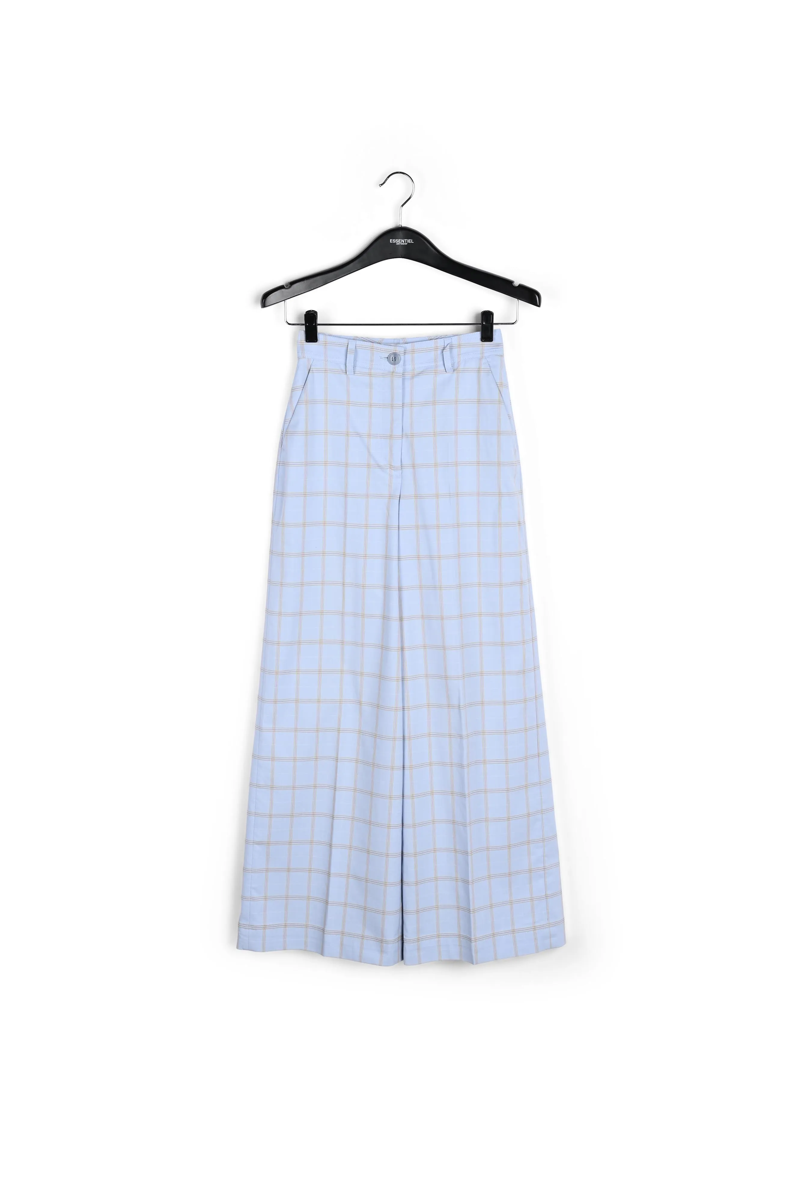 Light blue plaid wide leg trousers