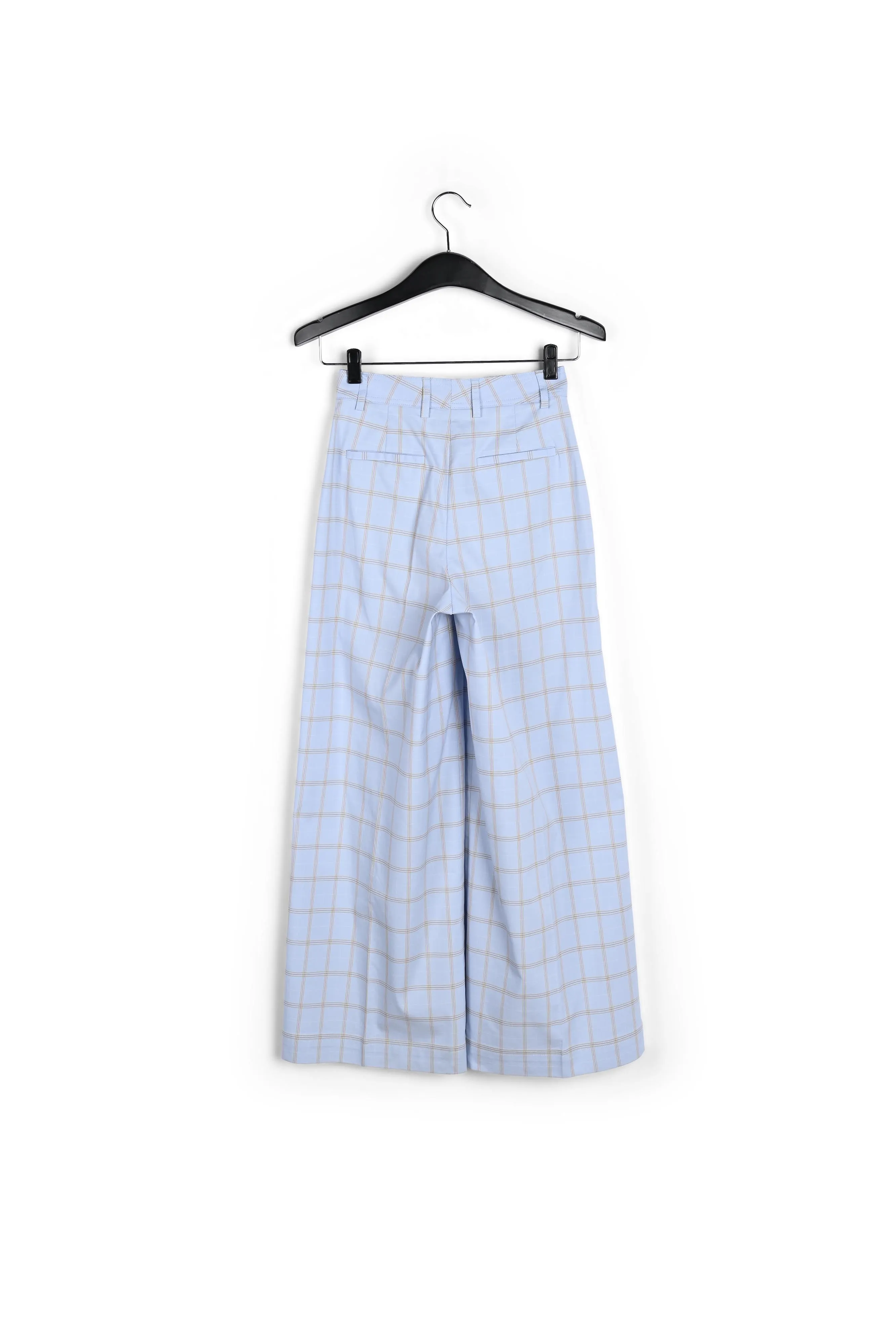 Light blue plaid wide leg trousers