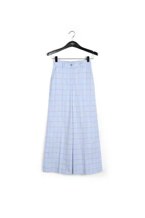Light blue plaid wide leg trousers