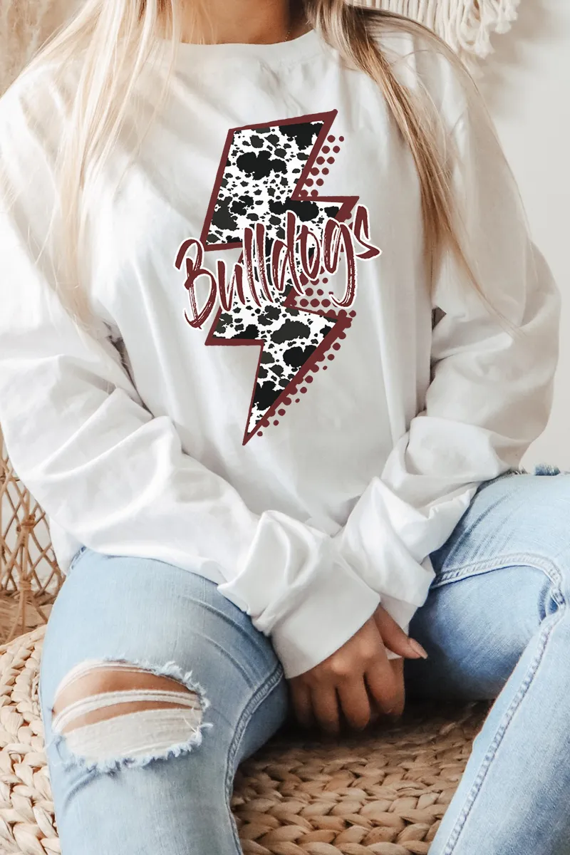 Lightning Strike Bulldogs Heavy Cotton Long Sleeve Adult T-Shirt