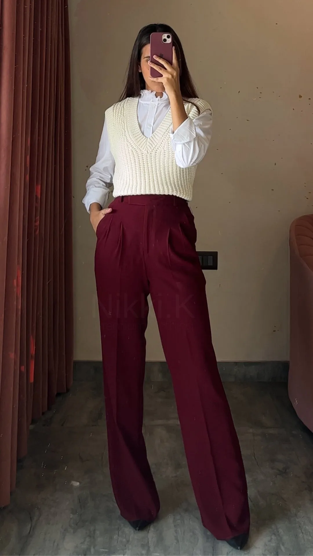Limited Holiday Edition- Pleated Trousers -Cherry Red