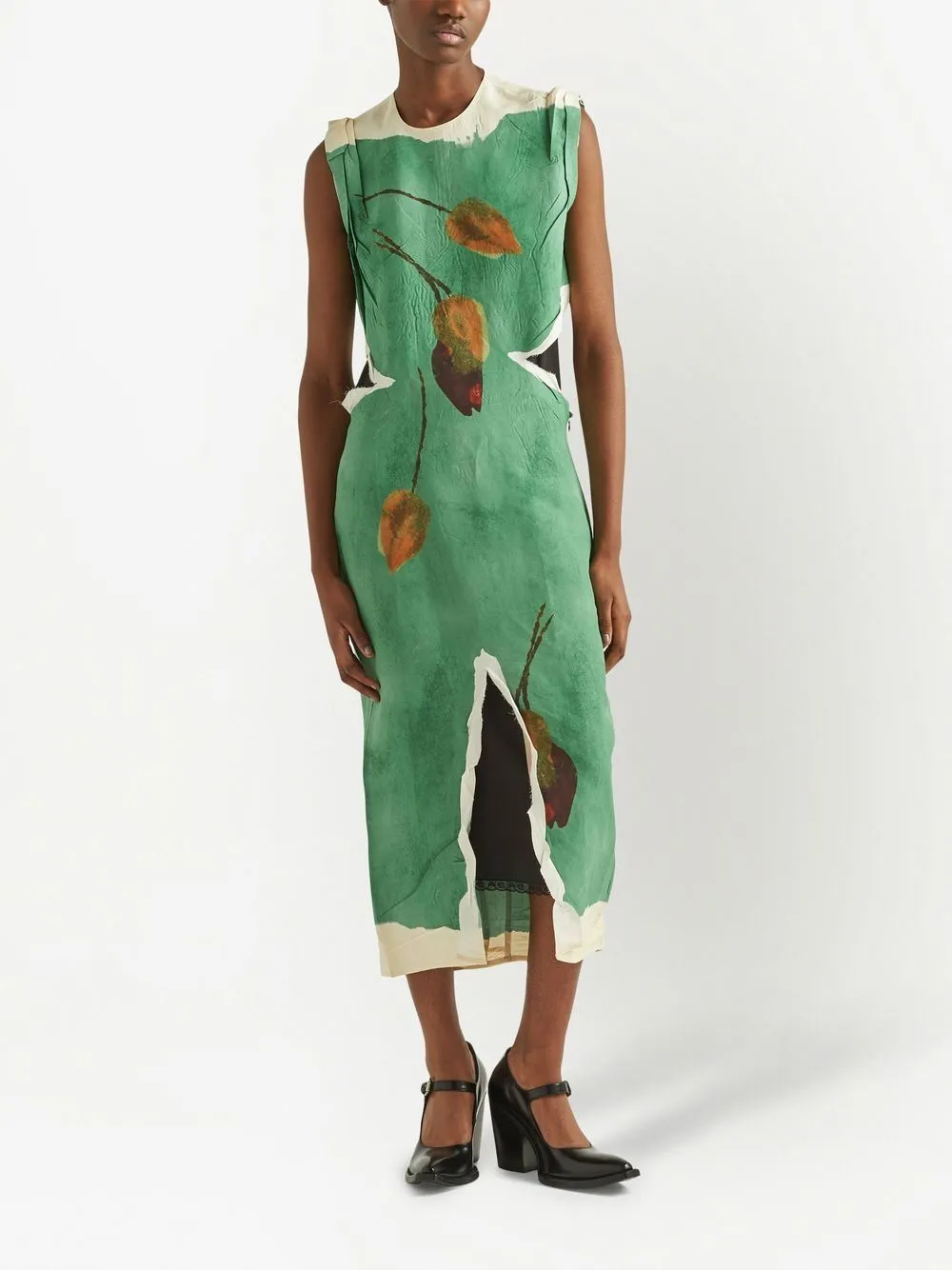 Linen printed midi dress