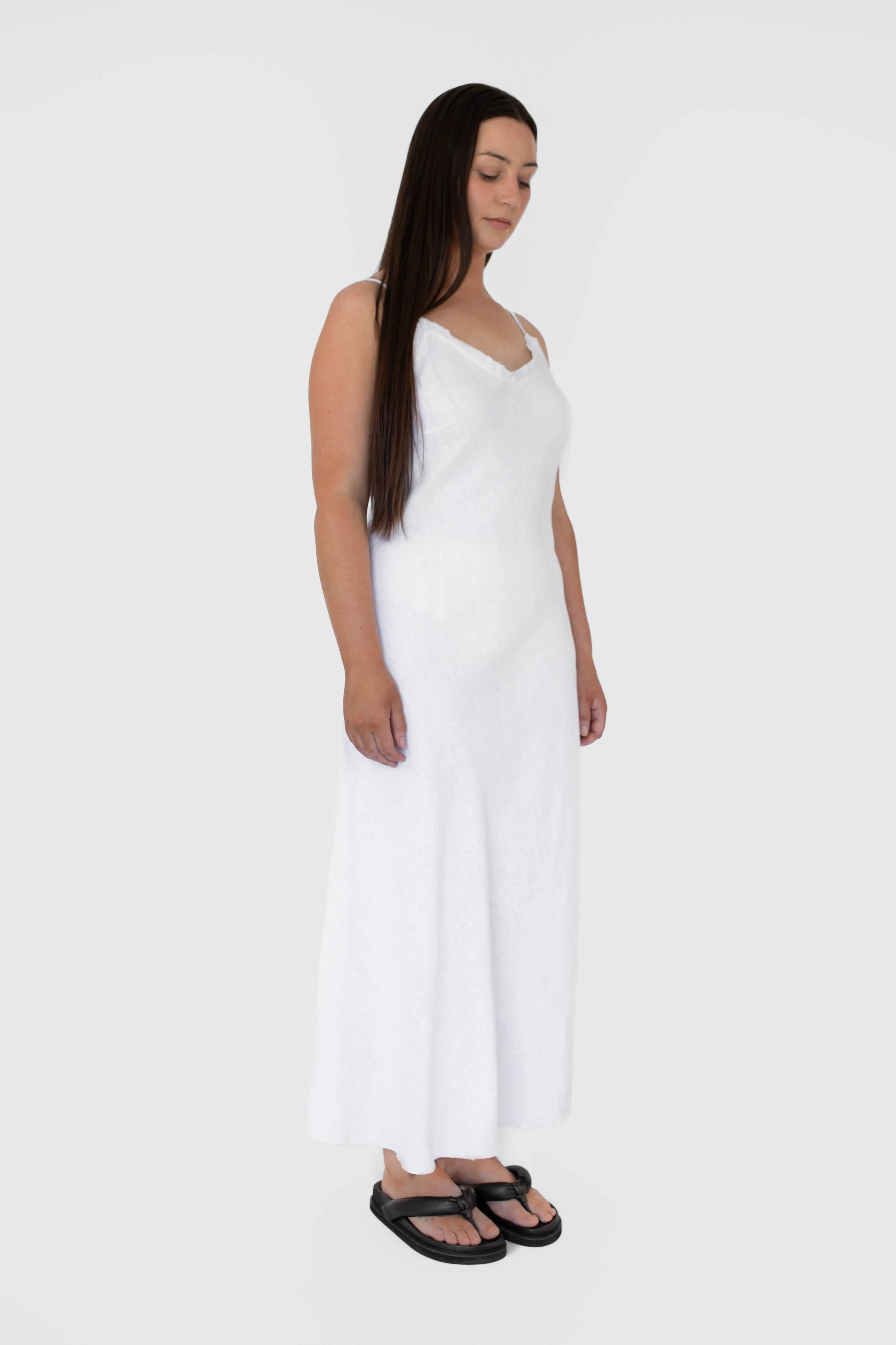 Linen Slip Dress - White